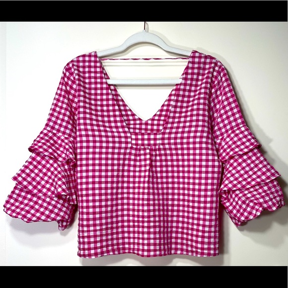 Zara cotton pink and white blouse - Picture 4 of 5